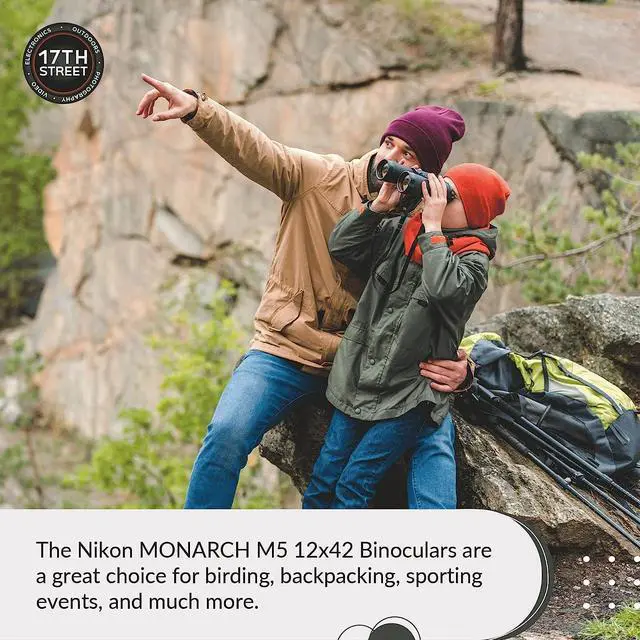 Alt view image 5 of 5 - Nikon 12x42 Monarch M5 Binoculars With Lens Pen, Vortex Harness, & Flashlight Kit