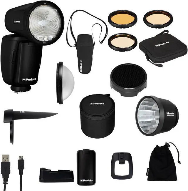 Main image of Profoto A10 AirTTL-C Studio Light Built-In AirX for Canon, Profoto Clic Magnum Reflector, Profoto Clic Dome and Profoto Clic CTO Kit (Essential Bundle Set)