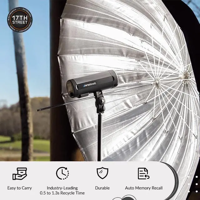 Main image of Westcott FJ200 200W Strobe with AC/DC Lithium Polymer Battery | FJ-X2m Wireless Flash Trigger, 8" Extension Arm & 64GB SDXC Memory Card Bundle