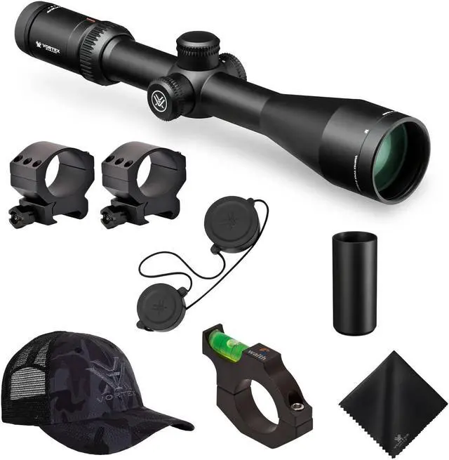 Main image of Vortex Optics Viper HS 4-16x50 SFP Dead-Hold BDC MOA Riflescope with Vortex Optics 30mm Tactical Rings (Medium), Vortex Logo Hat Camo Black and Waith 30mm Riflescope Bubble Leveler (Bundle Set)