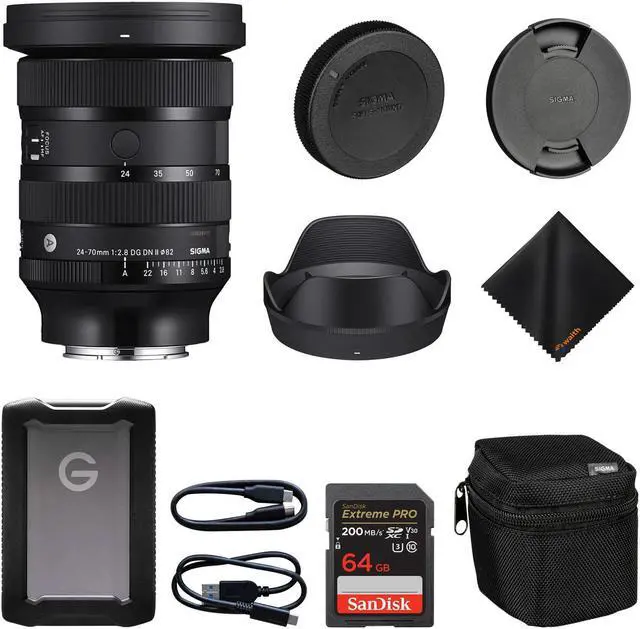 Main image of Sigma 24-70mm f2.8 DG DN Art Lens Sony E| Full Frame Format, Six SLD Elements, Rounded 11-Blade with SanDisk 1TB G-Drive ArmorATD & 64GB Extreme PRO Memory Card and Waith Cleaning Cloth (Bundle Set)