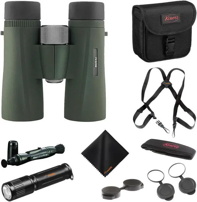 Main image of Kowa BD II XD 8x42mm PROMINAR Roof Prism Binocular with Waith Harness Webbing Strap, Waith Compact Keychain Flashlight, Nikon Lens Pen Cleaning System and Waith Cleaning Cloth (Essential Bundle)
