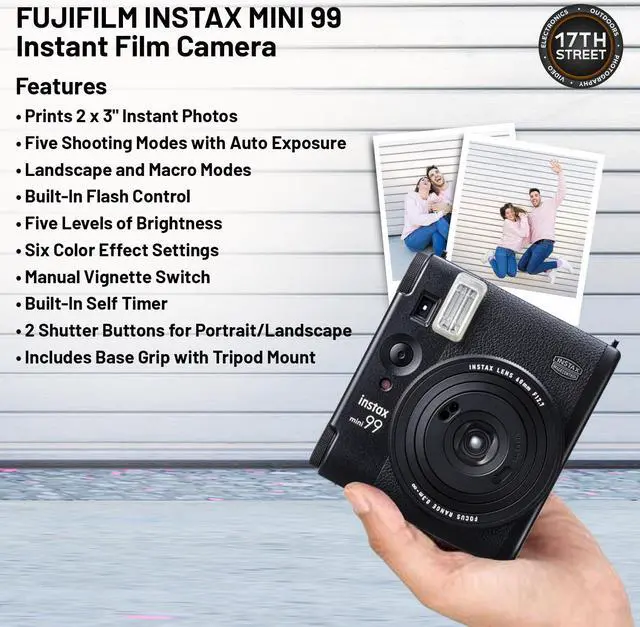 Alt view image 4 of 7 - Fujifilm Instax Mini 99 Instant Film Camera with Instax Mini 99 Camera Case, Instax Mini Photo Album, 2 Pack of Instant Film (20 Exposures) and Waith Microfiber Cleaning Cloth (Essential Bundle Set)