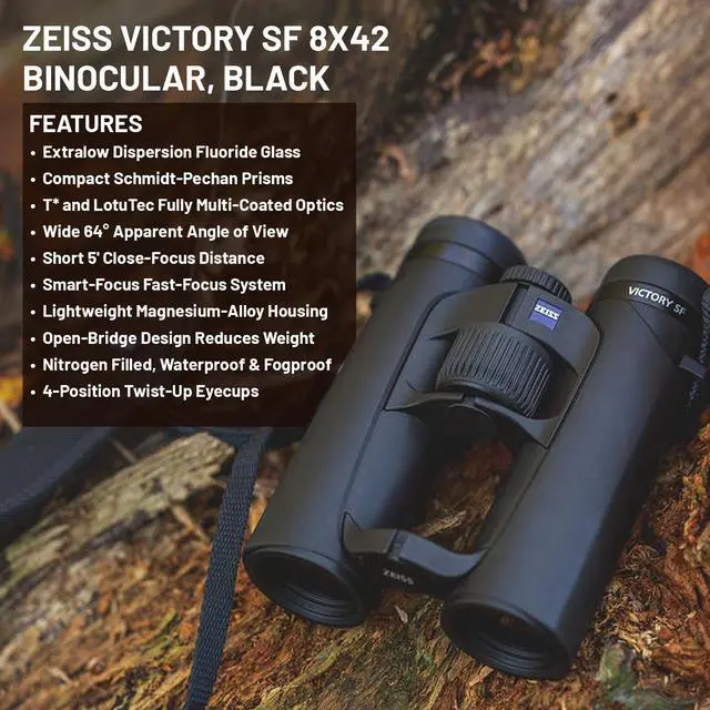 Alt view image 5 of 5 - Zeiss 8x42 Victory SF Binoculars For Bird Watching (Black) with Waith Harness Strap, Waith Camo Baseball Hat, Waith Cleaning Cloth, Zeiss Lens Wipes Box and Waith Floating Strap (Yellow) (Bundle Set)