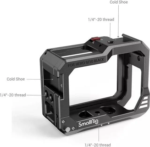 Alt view image 7 of 7 - SmallRig Camera Cage for GoPro HERO11/HERO10/HERO9 - Black