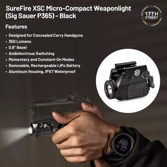 Alt view image 3 of 6 - SureFire XSC Micro-Compact Weaponlight for Sig Sauer P365 with Adapter Bundle