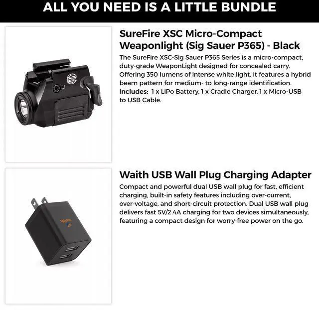Alt view image 6 of 6 - SureFire XSC Micro-Compact Weaponlight for Sig Sauer P365 with Adapter Bundle