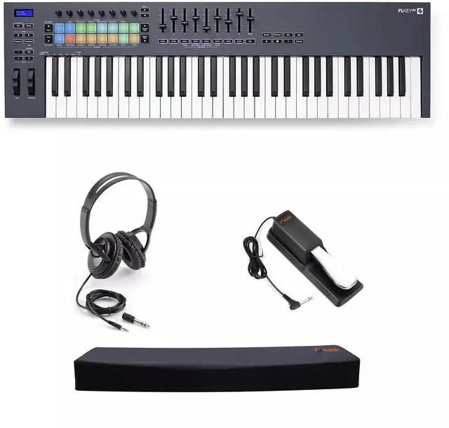 Main image of Novation FLkey 61-Key MIDI Keyboard Controller, Headphones, Cover, Pedal Bundle