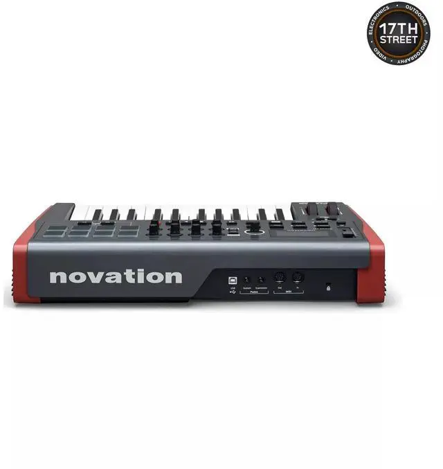 Alt view image 4 of 6 - Novation 25-Key MIDI Keyboard Controller Headphones, Cover, Cable Ties Bundle