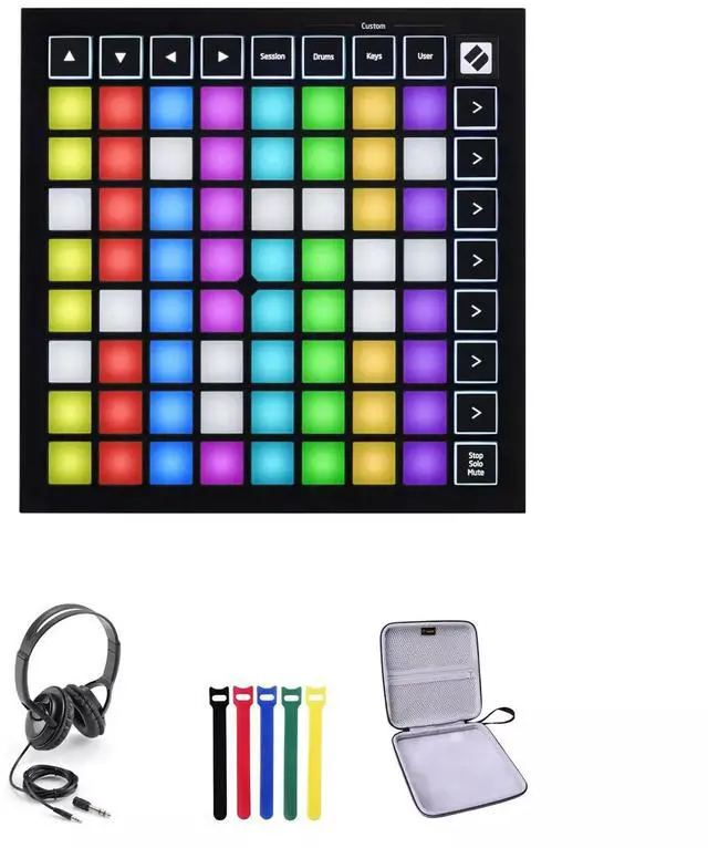Main image of Novation Launchpad Mini 64Pad Grid Controller, Headphones/Case/Cable Ties Bundle