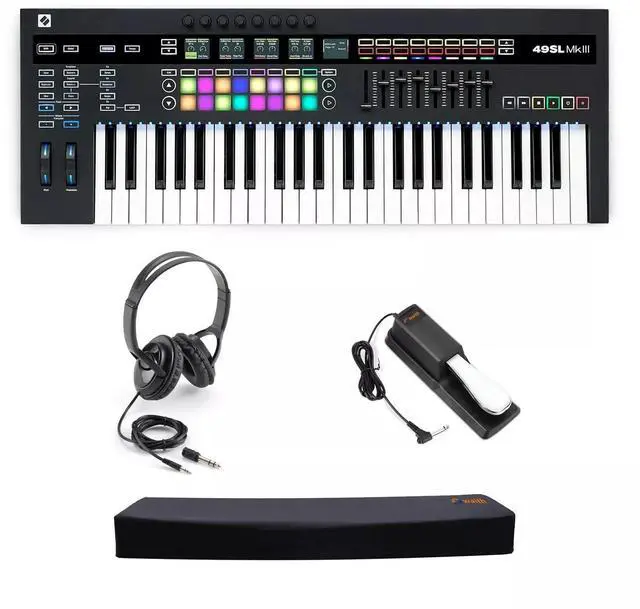 Main image of Novation SL 49-Key MIDI & CV Keyboard Controller, Headphones/Over/Pedal Bundle