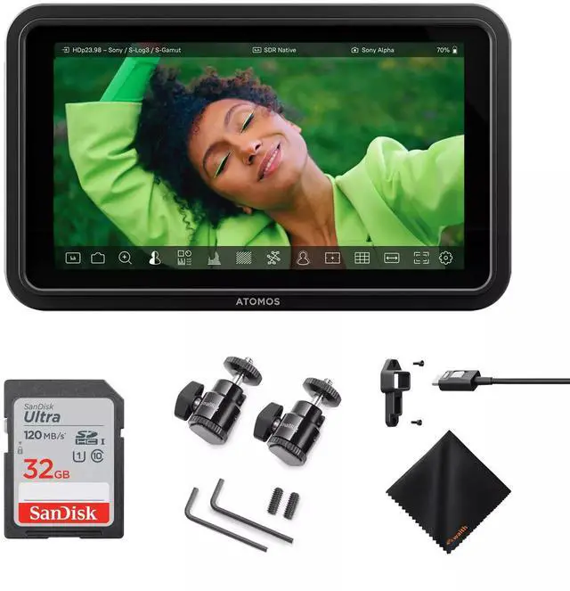 Main image of Atomos Shinobi II 5.2" HDMI 4K Recording Monitor, Hot Shoe, 32GB, Cloth Bundle