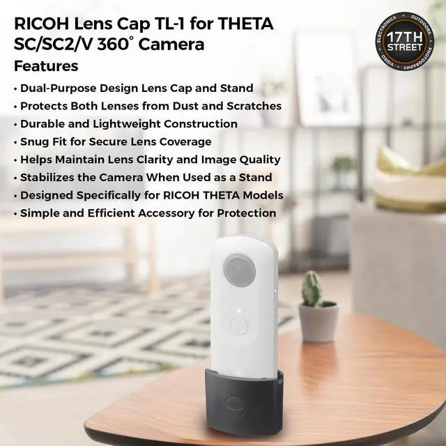 Alt view image 5 of 6 - RICOH THETA SC2 360° Business Camera, 4K Video & Photo, Soft Case & Cloth Bundle