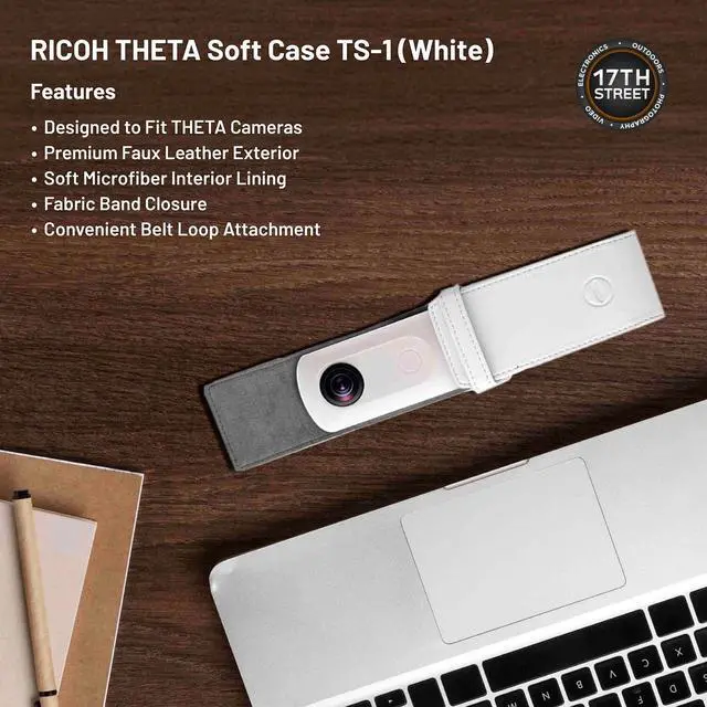 Alt view image 5 of 6 - RICOH THETA SC2 360° Business Camera, 4K Video & Photo, Soft Case & Cloth Bundle