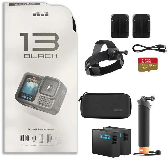 Main image of GoPro Hero13 Black 27MP Waterproof Action Camera with Head Strap Bundle