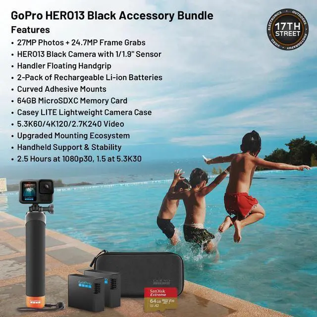 Alt view image 4 of 6 - GoPro Hero13 Black 27MP Waterproof Action Camera with Head Strap Bundle