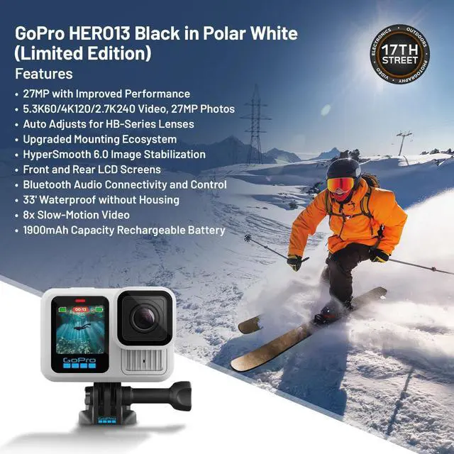 Alt view image 4 of 6 - GoPro Limited Edition HERO13 Black-Polar White+GoPro Battery+128GB M-Card Bundle