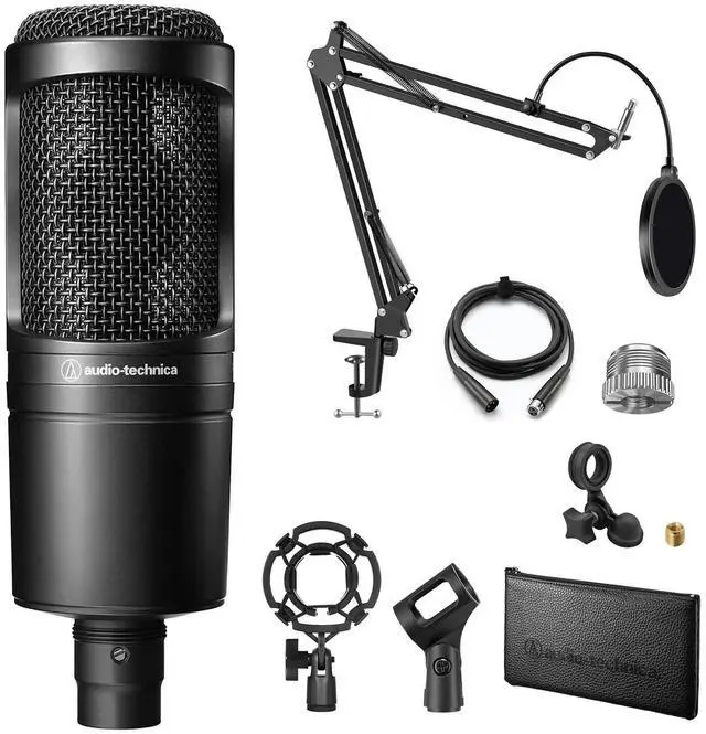 Main image of Audio-Technica AT2020 Studio XLR Black Microphone+Mic Boom Arm+OnStage Cable Kit
