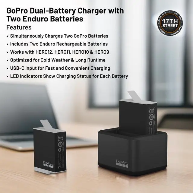 Alt view image 5 of 6 - GoPro HERO12 Black+2 1720mAh Enduro Batteries+256GB Extreme microSD Adapter Kit