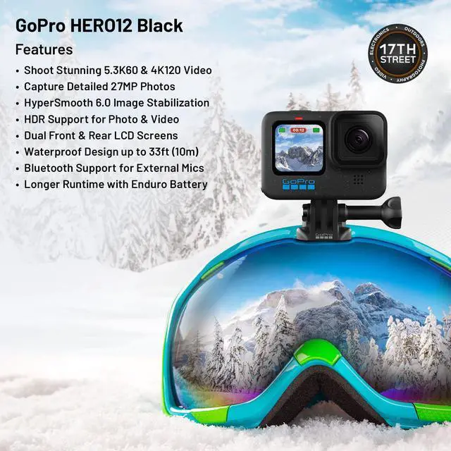 Alt view image 4 of 6 - GoPro HERO12 Black+2 1720mAh Enduro Batteries+256GB Extreme microSD Adapter Kit