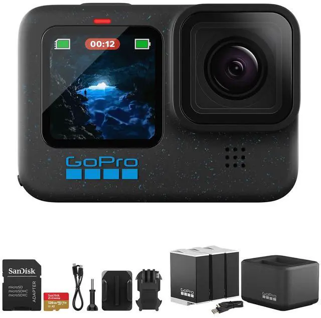 Main image of GoPro HERO12 Black,5.3K60 Video+2 1720mAh Enduro Batteries+128GB microSD Bundle