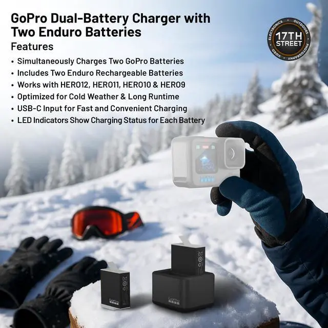 Alt view image 5 of 6 - GoPro HERO12 Black,5.3K60 Video+2 1720mAh Enduro Batteries+128GB microSD Bundle