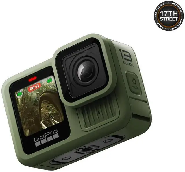 Alt view image 6 of 6 - GoPro HERO13 Black in Forest Green+Extra 1900mAh Enduro Battery+128GB Card Kit