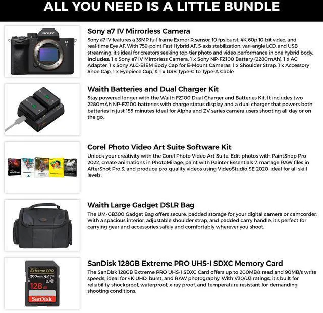 Alt view image 2 of 6 - Sony a7 IV Full-Frame Mirrorless Hybrid Black Digital Camera+Corel Software Kit
