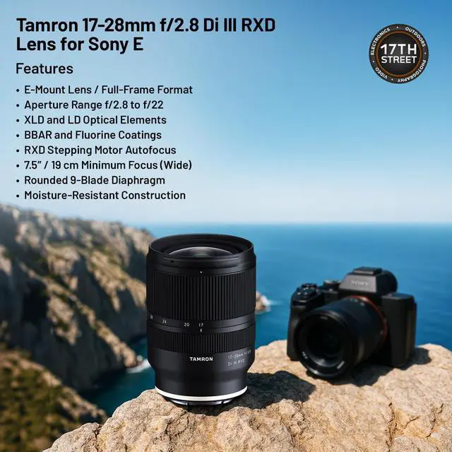 Alt view image 3 of 6 - Tamron 17-28mm f/2.8 Di III RXD Lens-Sony E+64GB Extreme SDXC+Tiffen Filter Kit