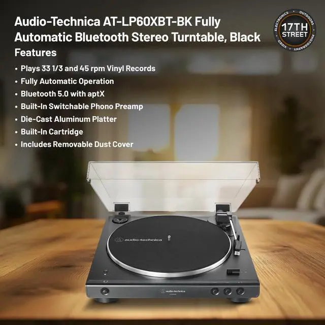 Alt view image 4 of 6 - Audio-Technica AT-LP60XBT Turntable (Black) +Bookshelf Speakers & More (Bundle)