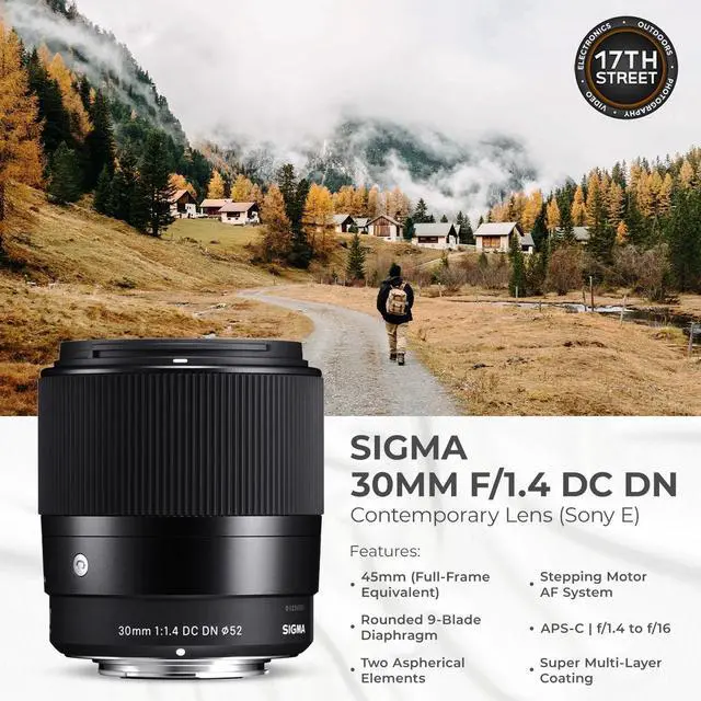 Alt view image 3 of 6 - Sigma 30mm F1.4 Contemporary Lens for Sony E-Mount+Elgato Cam Link 4K HDMI Kit