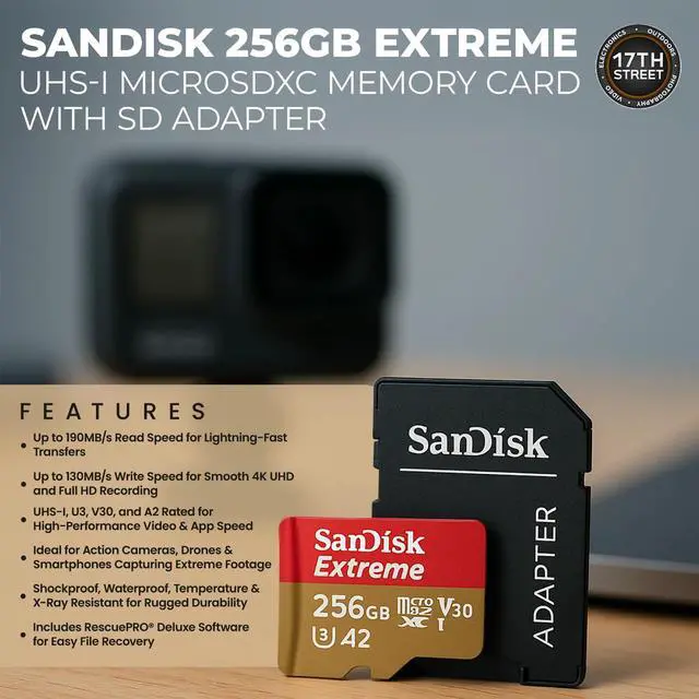 Alt view image 5 of 6 - GoPro HERO13 Camera 3 Batteries Charger 64-256GB cards Head Strap & Handgrip Kit