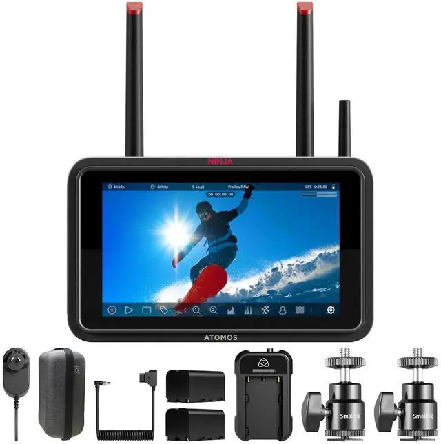 Main image of Atomos Ninja TX 5.2" Camera-Cloud Monitor with Power Kit & Hot Shoe Mount Bundle
