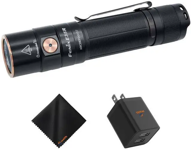 Main image of Fenix E35R Magnetic Tail Flashlight Dual USB 2.4A Wall Plug, Cleaning Cloth Kit