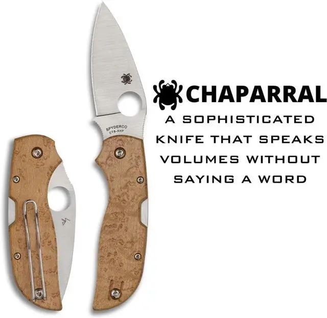 Alt view image 4 of 6 - Spyderco C152WDP Chaparral Birdseye Maple Folding Pocket Knife, 2.79in Blade