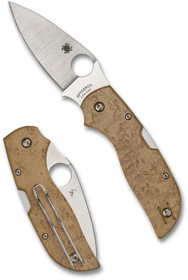 Alt view image 3 of 6 - Spyderco C152WDP Chaparral Birdseye Maple Folding Pocket Knife, 2.79in Blade