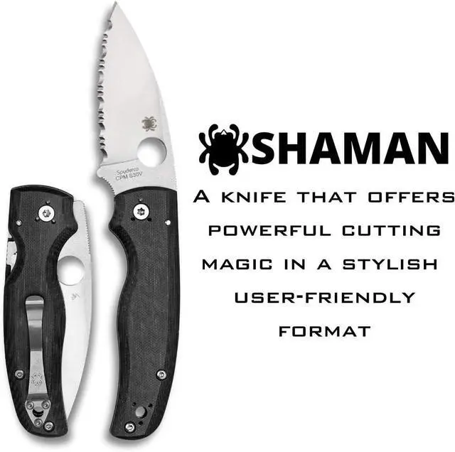 Alt view image 4 of 5 - Spyderco Shaman Folding Pocket Knife with 3.5" CPM S30V Steel Blade, Black