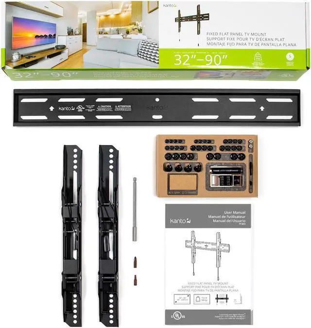 Alt view image 14 of 20 - Kanto PF300 Low-Profile Fixed Flat Panel TV Mount for 32-inch to 90-inch TVs - Black