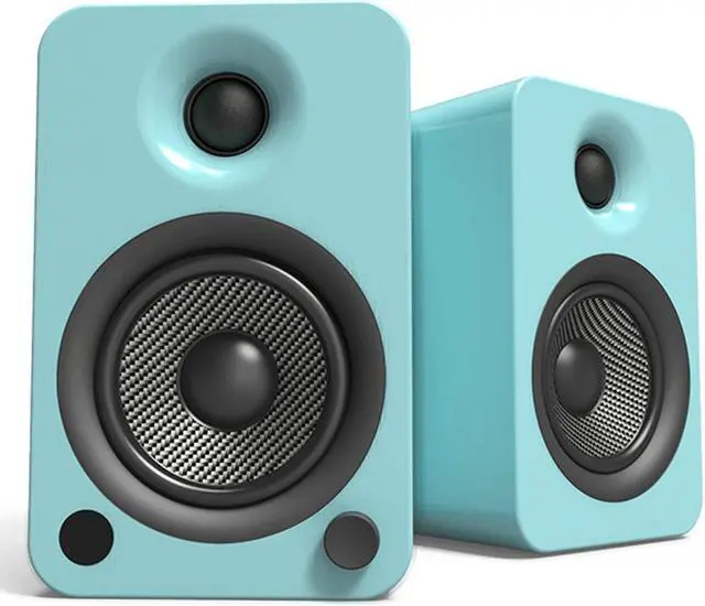 Alt view image 5 of 8 - Kanto YU4 Powered Bookshelf Speakers with Built-In Bluetooth - Pair (Gloss Teal)