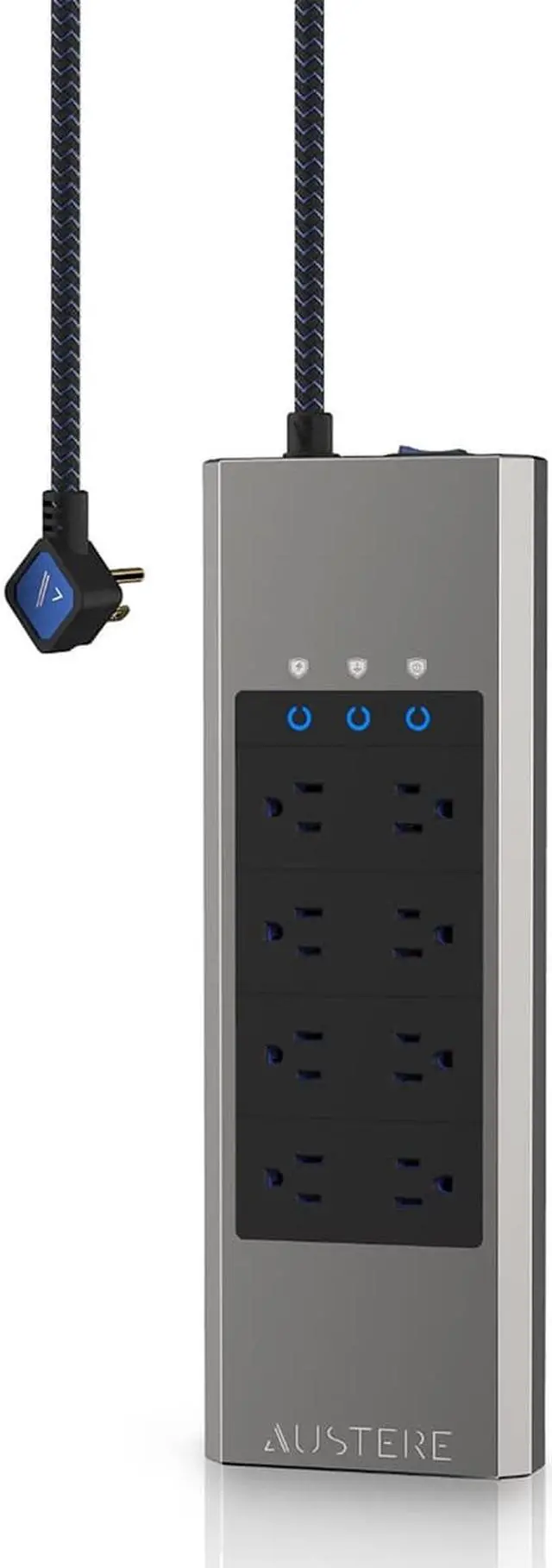 Alt view image 6 of 17 - Austere V Series Power 8-Outlet With Omniport USB \\ 3,000 Joules, PureFiltration, Flameless MOV, Overcurrent Protection, SmartFit Outlets, WovenArmor Cable & Component Guarantee