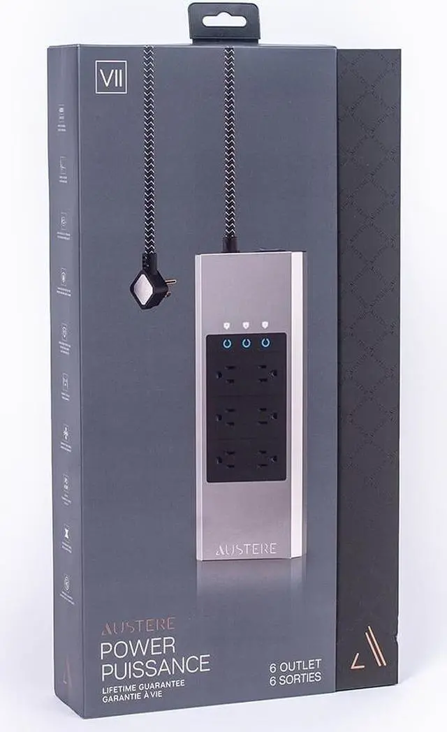 Alt view image 12 of 20 - Austere VII Series Power 8-Outlet With 45W USB-C PD port Omniport USB \\ 4,000 Joules, PureFiltration, Flameless MOV, Overcurrent Protection, SmartFit Outlets, WovenArmor Cable & Component Guarantee