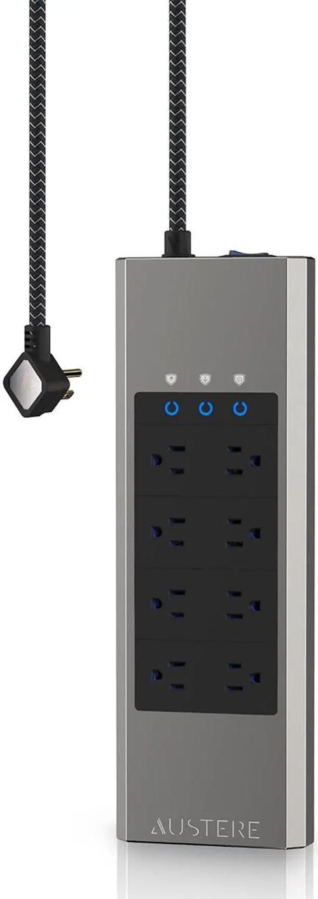 Alt view image 6 of 20 - Austere VII Series Power 8-Outlet With 45W USB-C PD port Omniport USB \\ 4,000 Joules, PureFiltration, Flameless MOV, Overcurrent Protection, SmartFit Outlets, WovenArmor Cable & Component Guarantee