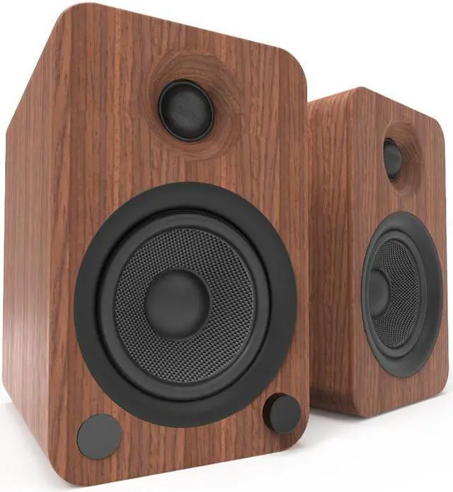 Alt view image 11 of 20 - Kanto YU4 Powered Bookshelf Speakers with Built-In Bluetooth, 1" Silk Dome Tweeter and 4" Kevlar Woofer - Pair (Walnut)