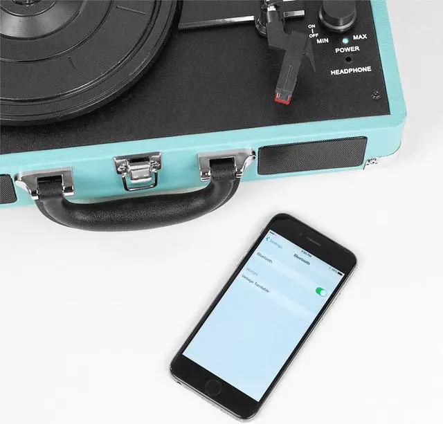 Alt view image 12 of 14 - INNOVATIVE TECHNOLOGY INN-VSC-550BT-TRQ BLUETOOTH SUITCASE TURNTABLE IN TURQUOIS