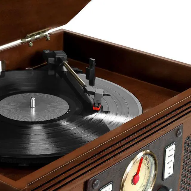 Alt view image 4 of 6 - victrola nostalgic aviator wood 8in1 bluetooth turntable entertainment center, espresso