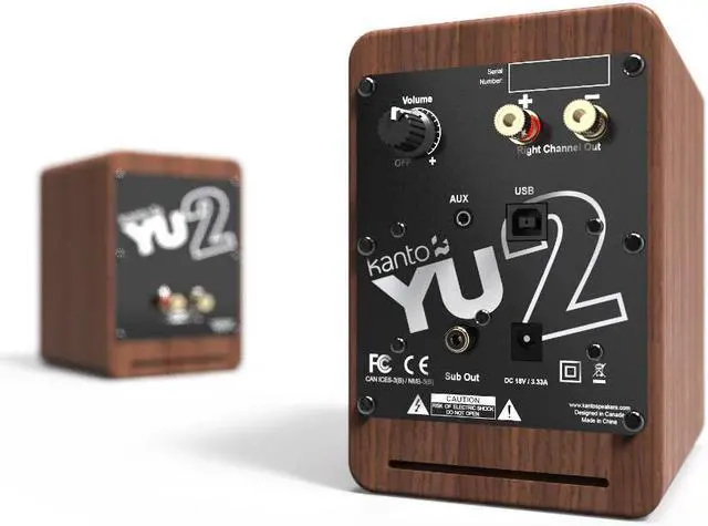 Alt view image 11 of 12 - Kanto YU2 100W Powered Desktop Computer Speakers with Built-in USB DAC, 3/4" Silk Dome tweeters and 3" composite drivers - Pair (Walnut)