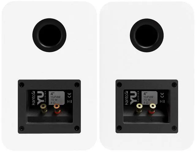 Alt view image 4 of 6 - Kanto YUP4W Passive Bookshelf Speakers with 1" Silk Dome Tweeter and 4" Kevlar Woofer - External Amplifier/Receiver Required - Pair (White)