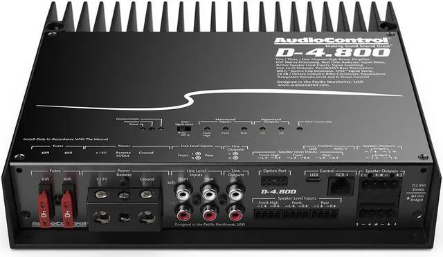 Alt view image 13 of 20 - AudioControl D-4.800 High-Power 4 Channel DSP Matrix Amplifier with Accubass