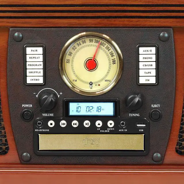 Alt view image 7 of 8 - Victrola 7-in-1 Bluetooth Record Player with USB Recording Mahogany