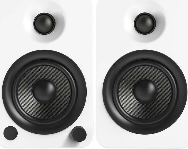 Alt view image 3 of 19 - Kanto YU4 Powered Bookshelf Speakers with Built-In Bluetooth - Pair (Matte White)